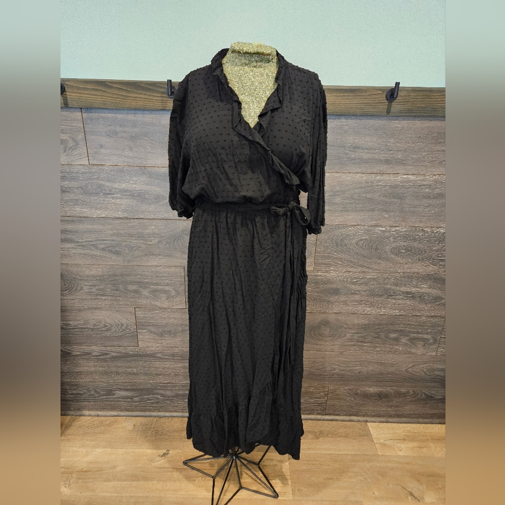 Black wrap dress, size XL tall